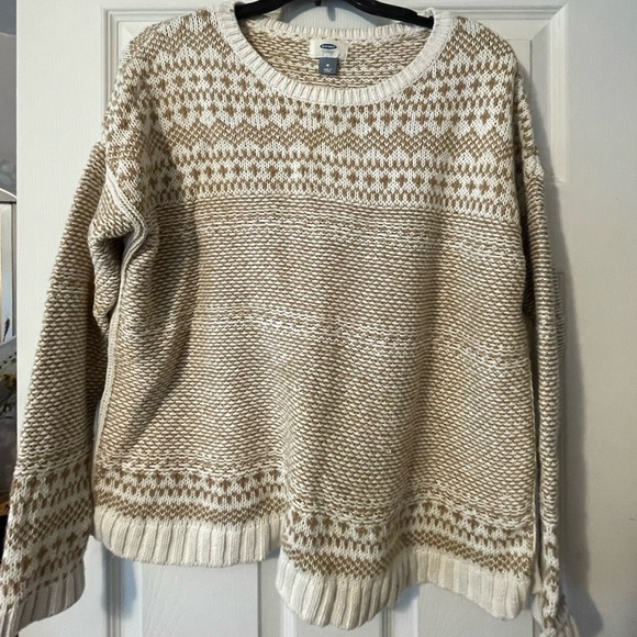 Patterned neutral chunky knit sweater - Picture 3 of 7